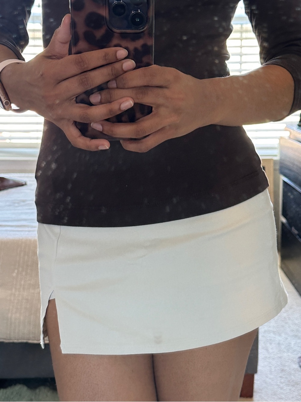 Wild Fable Cream Mini Skirt with Side Slit